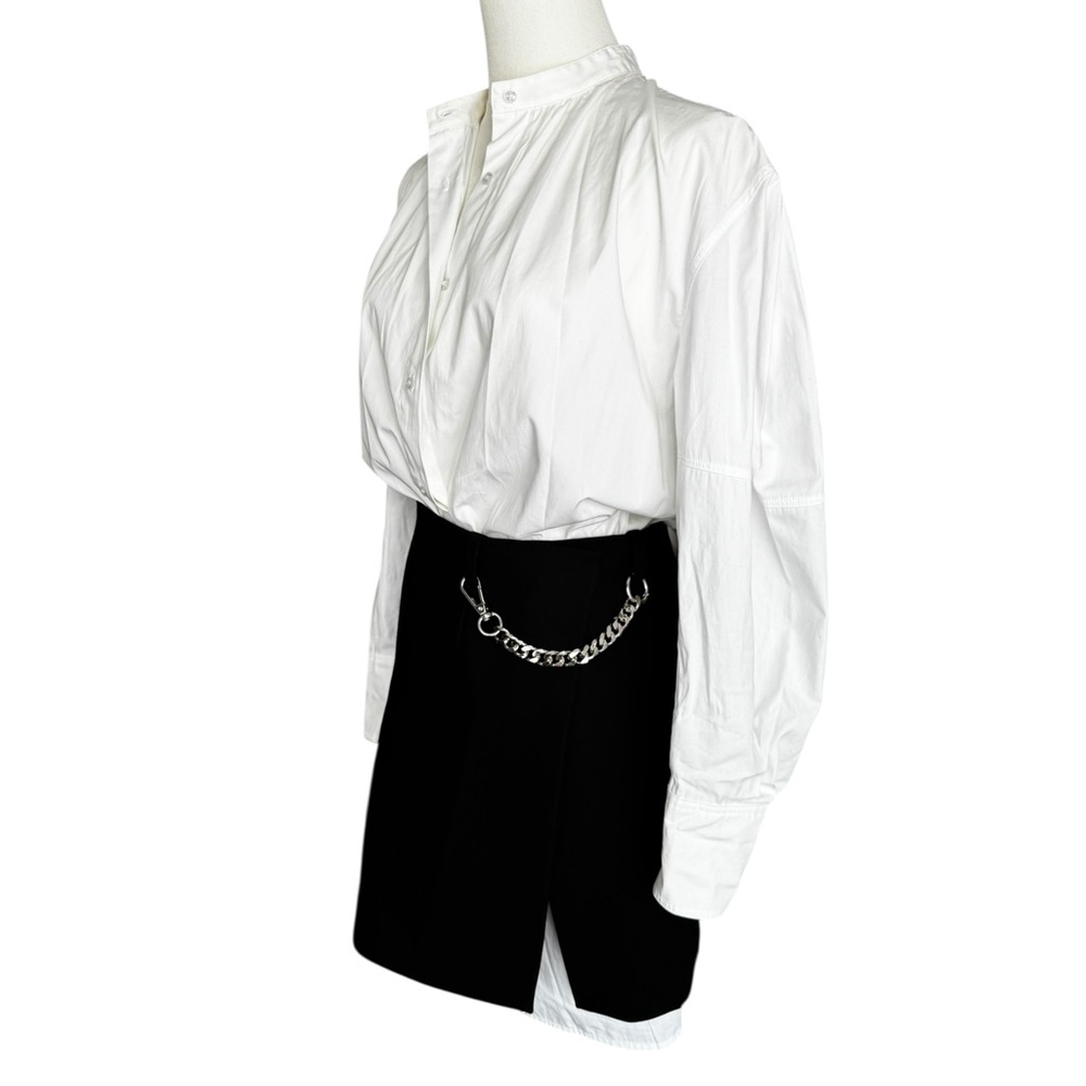 Maje Trompe L'oeil Crepe & Poplin Mini Dress White & Black 34/0/XS - Picture 8 of 13